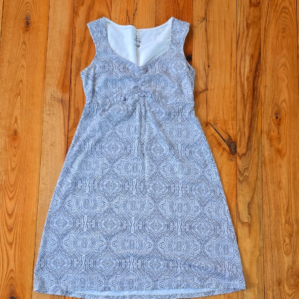 Prana Blue Sundress Knee-Length Sleeveless Scoop Size Small